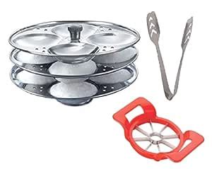 Vessel Crew Combo of Stainless Steel 3 Plate Idli Maker Stand (12 Slot ...