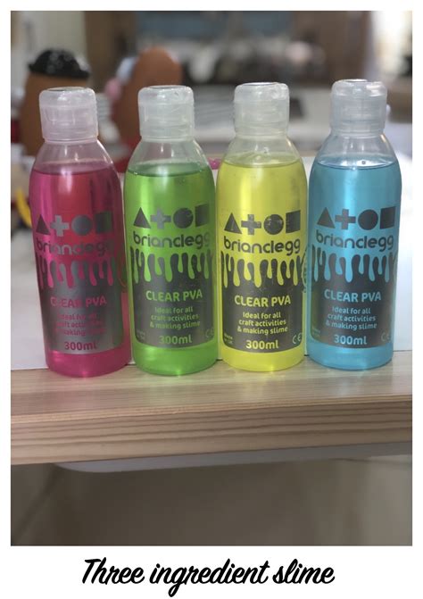 Coloured Clear PVA Glue Slime – My Three Little Strawberries