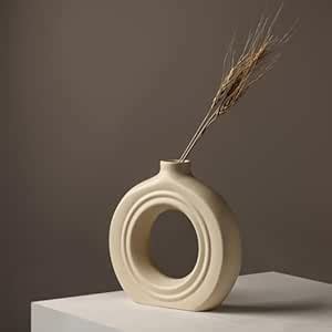 Buy Earthly India White Ceramic Donut Vase (5 Inch) | Modern Home Decor ...