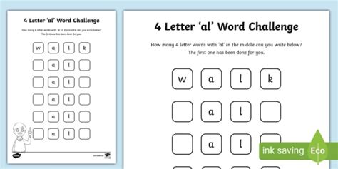 4 Letter 'al' Word Challenge