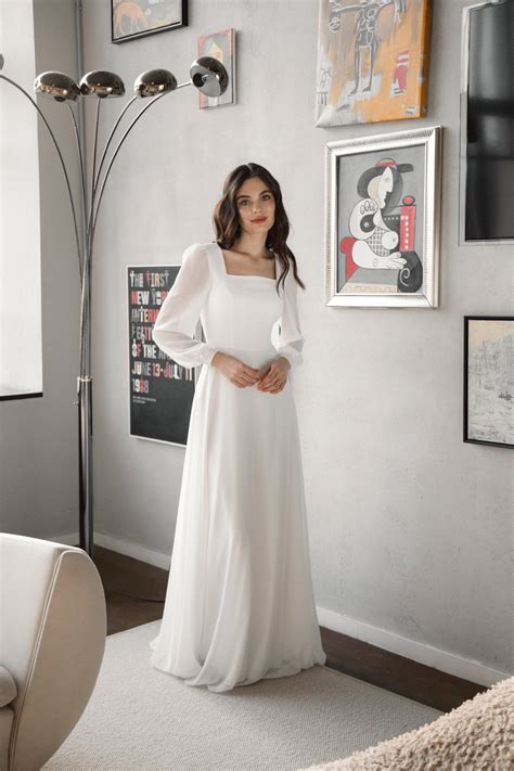 Square neck wedding dress with sleeves 60 photos - Astyledwedding.com