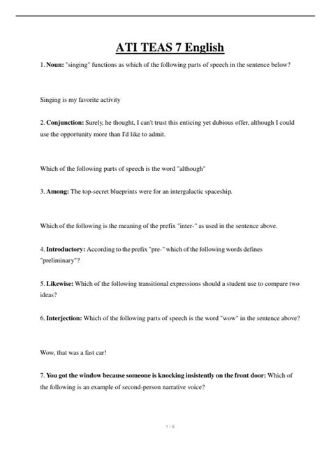 ATI TEAS English & Language Usage Review Test 2023 - ATI TEAS 7 - Stuvia US