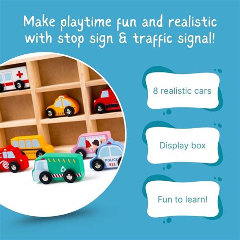 Cots and Cuddles 8pc Wooden Vehicle with Traffic Lights & Sign Board ...