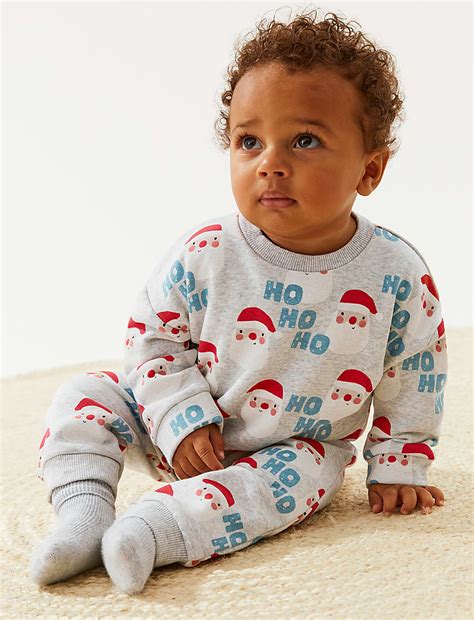Buy Cotton Rich Santa Print Joggers at Marks & Spencer