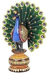 Goranabikidukaan 3" Wooden Dancing Peacock Showpiece Multicolour Indian ...