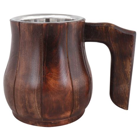 Buy MWC NAG Handmade Mango Wooden & Steel Eco-Friendly Mug for Beer ...