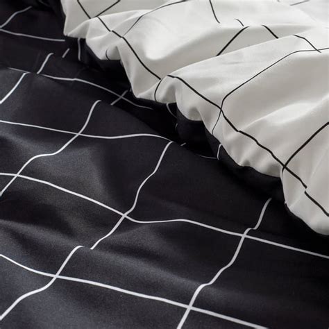 VITKLÖVER comforter set, white black/check, 240x220/50x80 cm (94x87 ...