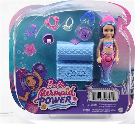 Buy Barbie Chelsea Mermaid Power Doll with Blue & Purple Hair & 2 Ocean ...