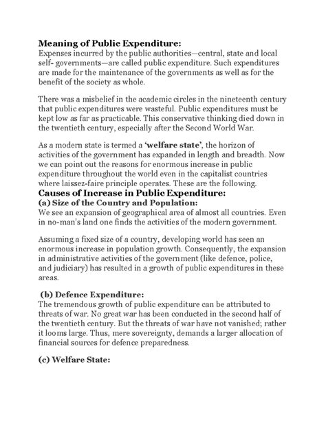 Public Expenditure - Meaning of Public Expenditure: Expenses incurred ...