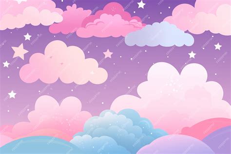 Premium Vector | Cartoon Rainbow with Pink Clouds Background