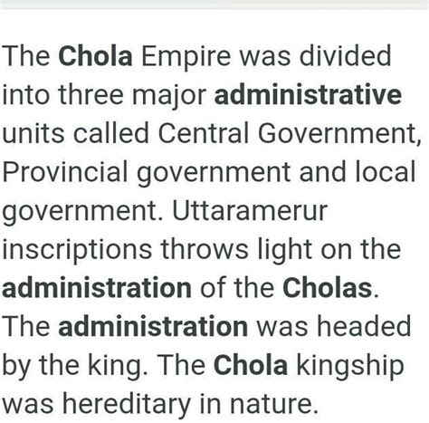 Write a short not note on Chola Administration - Brainly.in