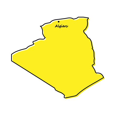 Simple outline map of Algeria with capital location 21852583 Vector Art at Vecteezy