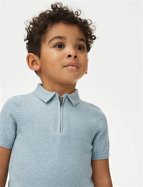 Buy Pure Cotton Knitted Polo Shirt (2-8 Yrs) at Marks & Spencer