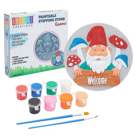 11 Piece Paint Your Own Garden Gnome Stepping Stone Kit with 8 Paint ...