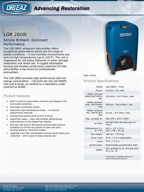 Dri-eaz 50 Dehumidifier User Manual | Peatix