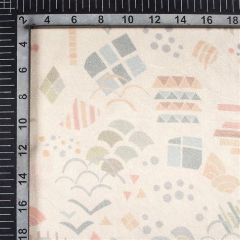 Oat Beige And Grey Quirky Pattern Digital Print Viscose Gaji Silk Fabr ...