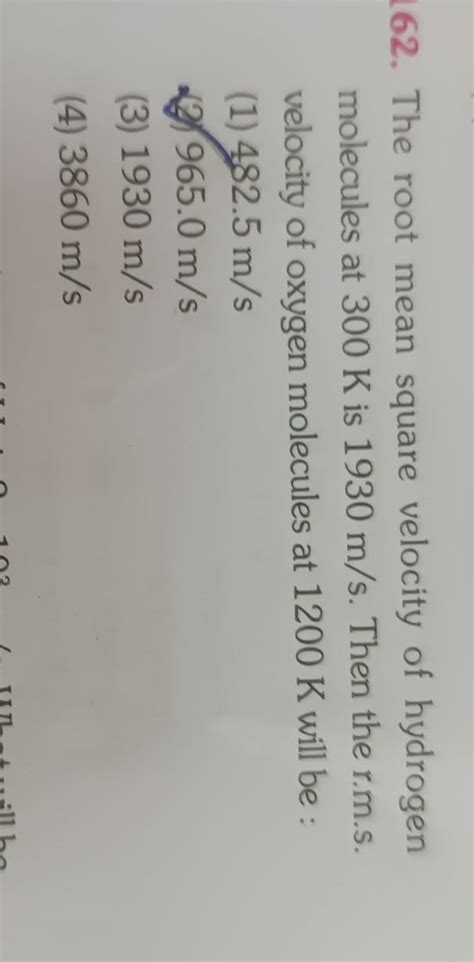 ND 11u. ed by ed by 162. The root mean square velocity of hydrogen ...