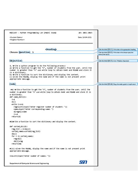S03033 UGE1197 Model Lab Answer Script - Intro to Computing and ...