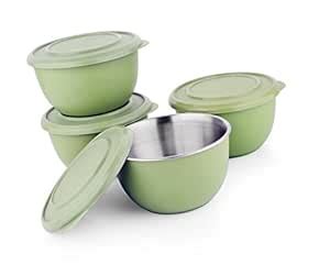 Buy LIEFDE Microwave Safe Stainless Steel Plastic Coated Serving Bowl ...