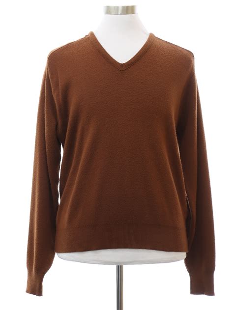 Eighties Vintage Sweater: 80s -Pine State- Mens saddle brown acrylic ...