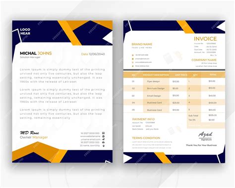 Abstract invoice and professional business letterhead design template ...