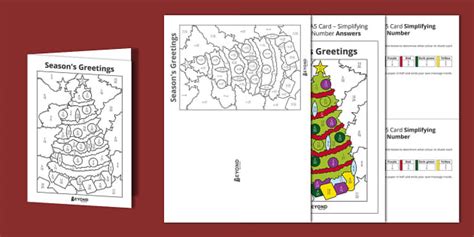 👉 Maths Christmas Card Simplifying Fractions Colour by Number