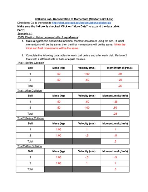 SOLUTION: Collision lab conservation of momentum newton s 3rd law ...