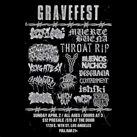 Gravefest ft. Muerta Buena, Presser, Corrupt Vision + many more, 1720 ...