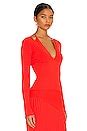 NICHOLAS Amara Knit Halter Mixed Rib Long Sleeve Top in Flame | REVOLVE