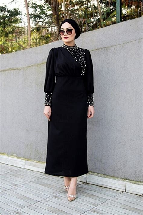 Black Pearl Detailed Dress | VOLT CLOTHİNG