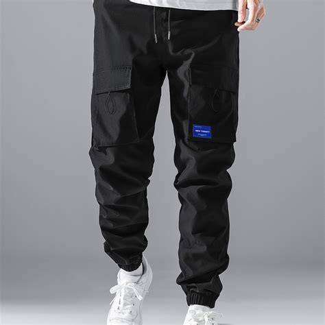 Men's Cargo Black Pants With Flap Pocket For Casual Wear - Clothing ...