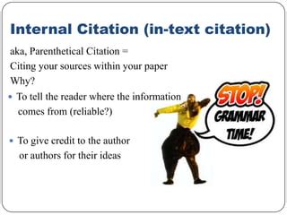 Image result for Internal Citation. APA Example