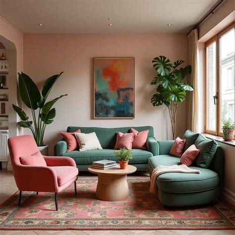 Pink and Green Living Room Ideas - HomeDesignsAI