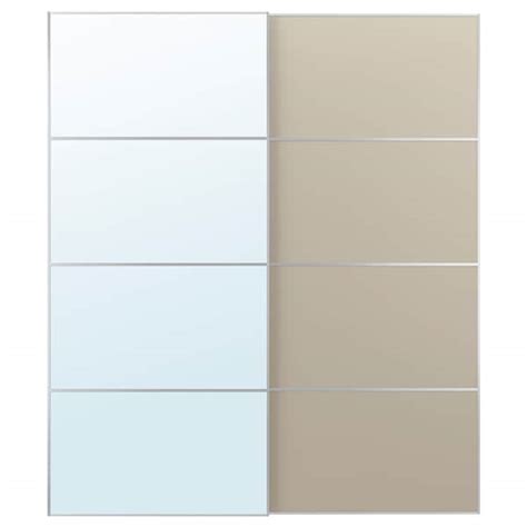 AULI / MEHAMN pair of sliding doors, aluminium mirror glass/double ...