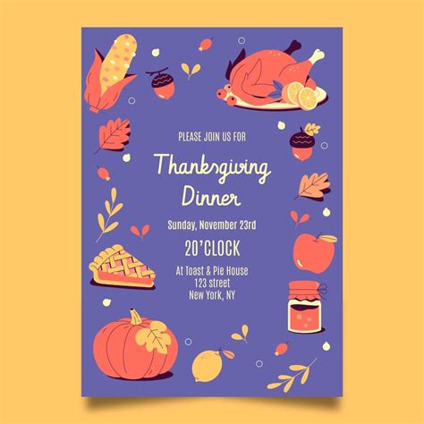 Thanksgiving party invitation graphic Images - Free Download on Freepik