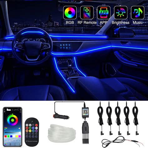 DC12V Car Interior Neon RGB Led Strip Lights 2/5/6 IN 1 Bluetooth APP ...