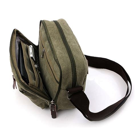 Men's Vintage Canvas Crossbody Messenger Bag, Multi-Pocket Shoulder Bag ...