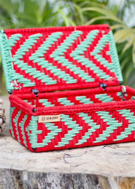 Get Red & Green Chevron Woven Pattern Box at ₹ 2200 | LBB Shop