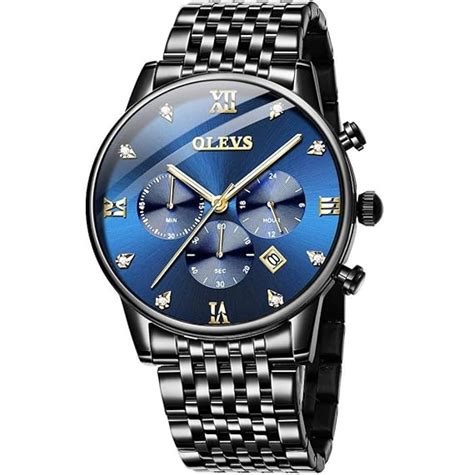 OLEVS Chronograph Men's Watch (Blue Dial, Black Colored Strap) : Amazon ...