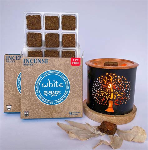 Aromafume California White Sage Incense Bricks (2 Trays x 9 Pieces Each ...