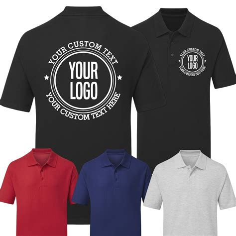 Personalised Custom Printed Polo Shirt Your Text Logo Unisex Workwear ...