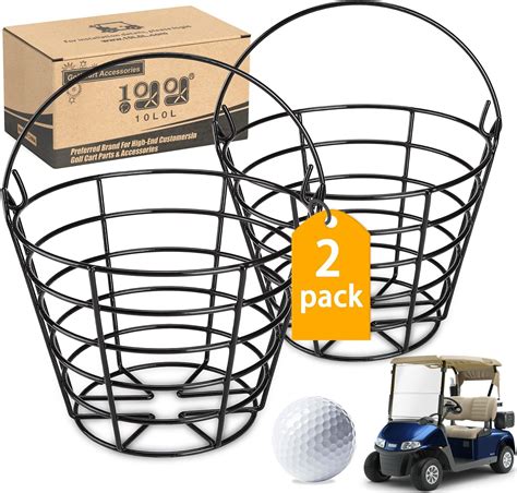 Amazon.com : 10L0L 2 Pack Metal Range Golf Ball Baskets with Handle ...