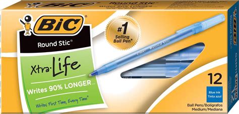 BIC Round Stic Xtra Life Ball Pen - 12 Count, Blue : Amazon.in: Office ...