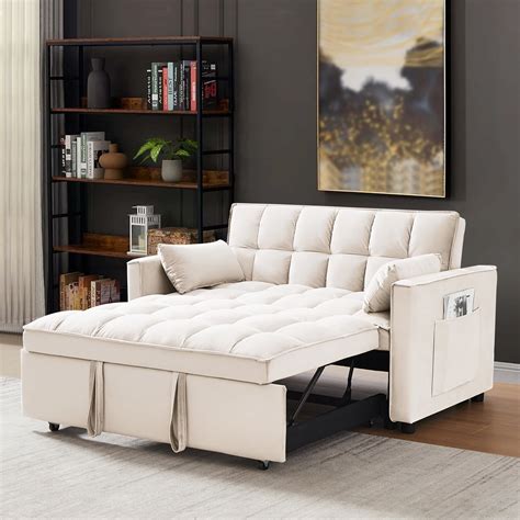 55 Inch Convertible Futon Sofa Bed,Modern Loveseat Sleeper Sofa Couch ...