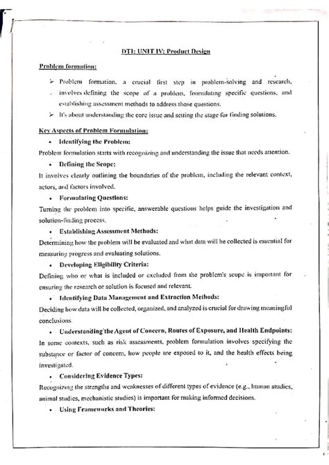 UNIT IV DTI: Notes on Product Design & Problem Formulation - Studocu