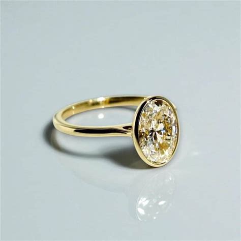 Buy Brilliant Oval Cut Diamond Wedding Band Ring, Bezel Set Ring ...