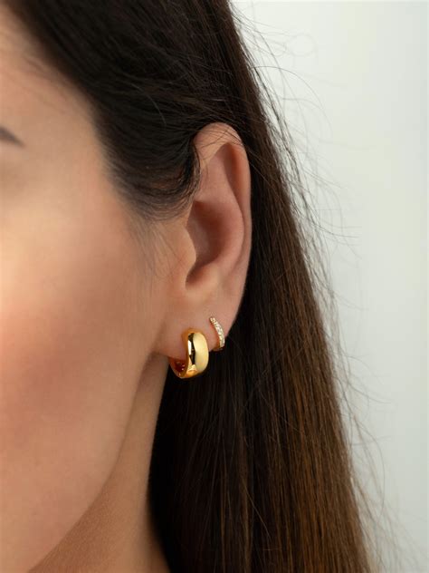 Chunky gold hoop earrings thick gold hoops gold hoop earrings huggie ...