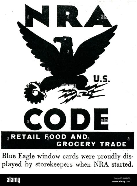 Blue Eagle' window card, displayed by storekeepers when the NRA started ...