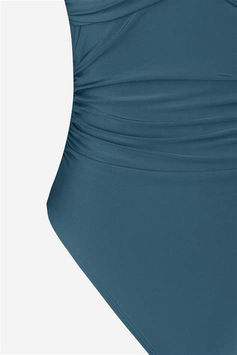 Ruched Twist-Front Halter One Piece Swimsuit