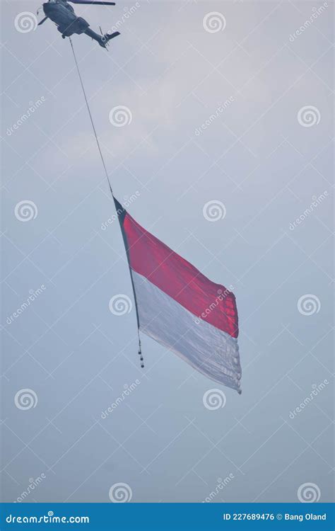 Helicopter Crossing the Indonesian Flag. Jakarta, Indonesia, August 19, 2021 Stock Photo - Image ...